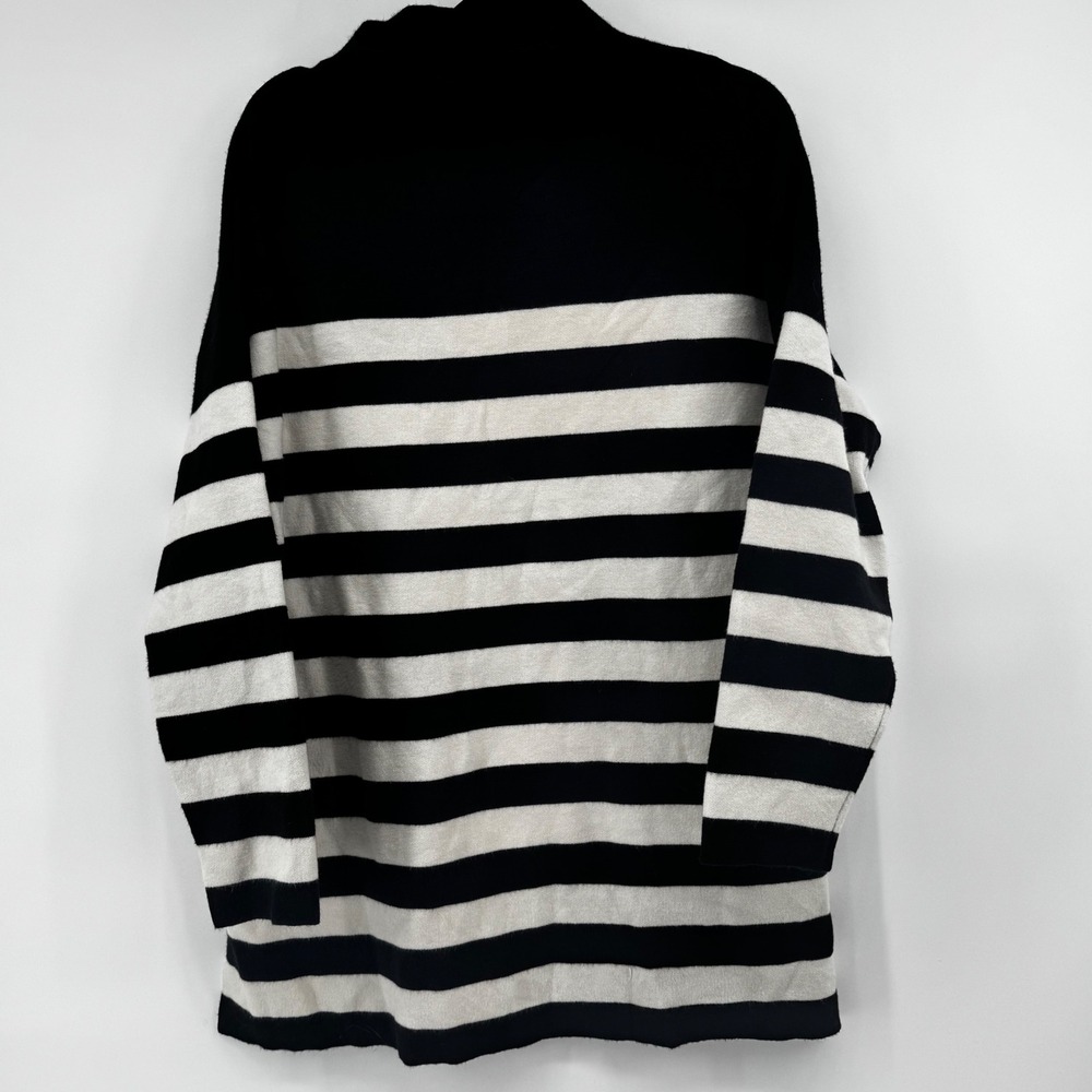 MAX STUDIO WOMAN‎ Black Cream Stripe Tunic Sweater Size 1X Side Slits Career